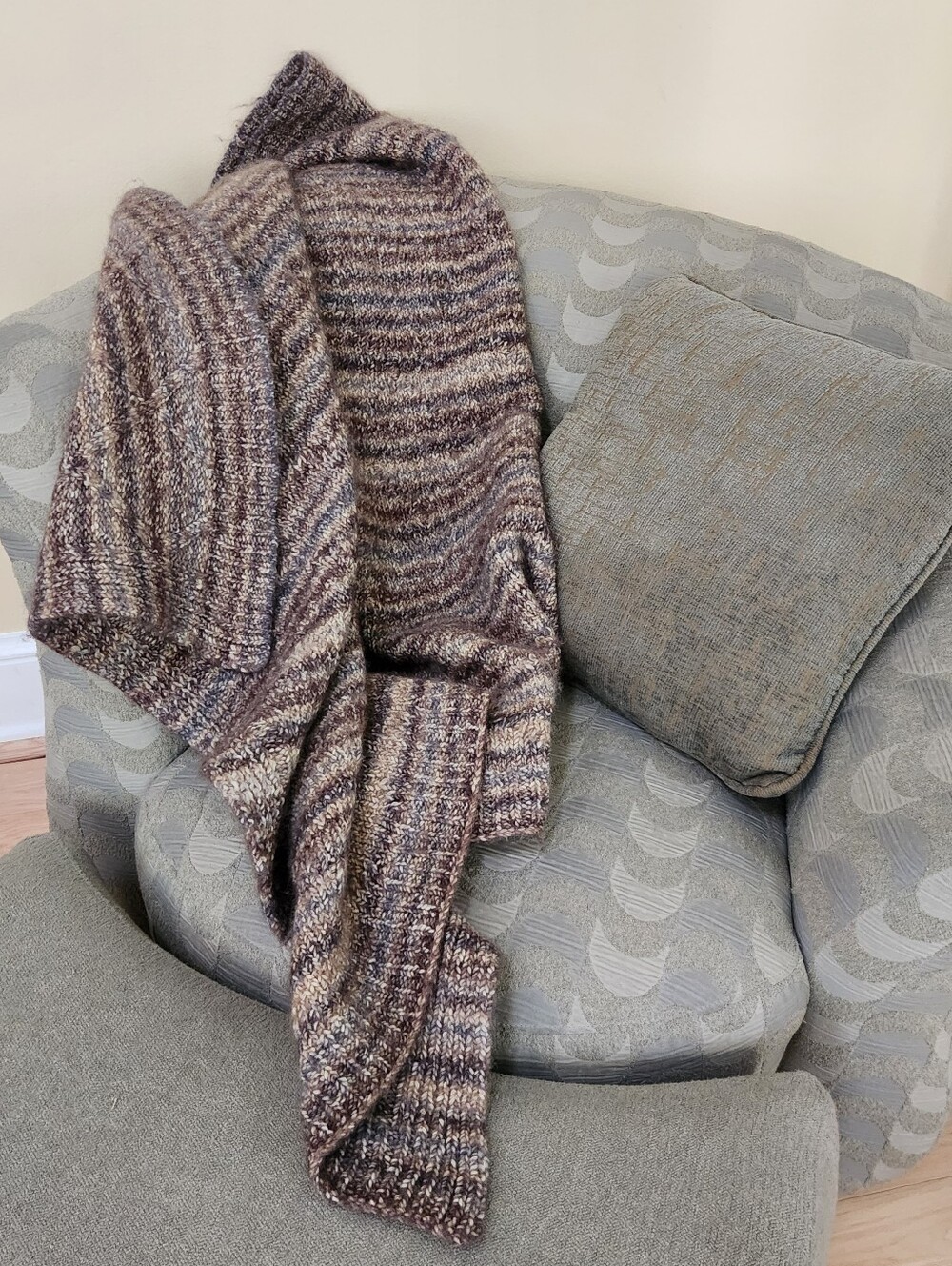 BERRETTI Blanket Throw Brown Striped Wool Blend Made Italy 40 x 46